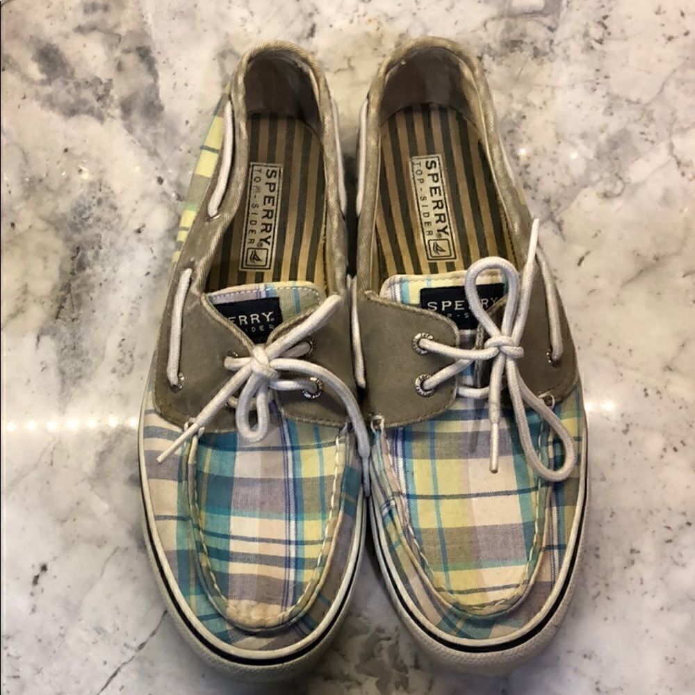 Sperry pastel plaid deck shoes